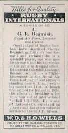 1929 Wills's Rugby Internationals #41 George Beamish Back